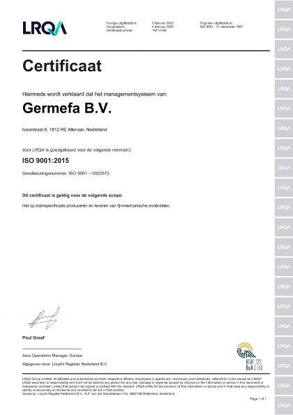 Germefa ISO 9001-2015 Nl